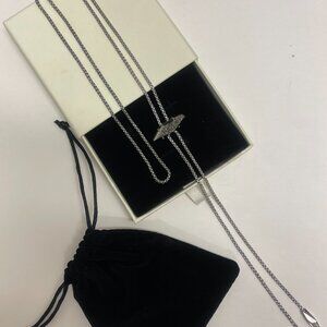 Kendra Scott “Cheska” Bolo Lariat Necklace – Silver Drusy – Adjustable